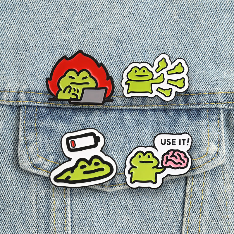 Kawaii Tech Accessories - Lustige Frosch-Anstecknadeln, Niedliche Cartoon-Emaille-Pins, Büro-Humor-Rucksack-Broschen, Kawaii-Tier-Accessoires