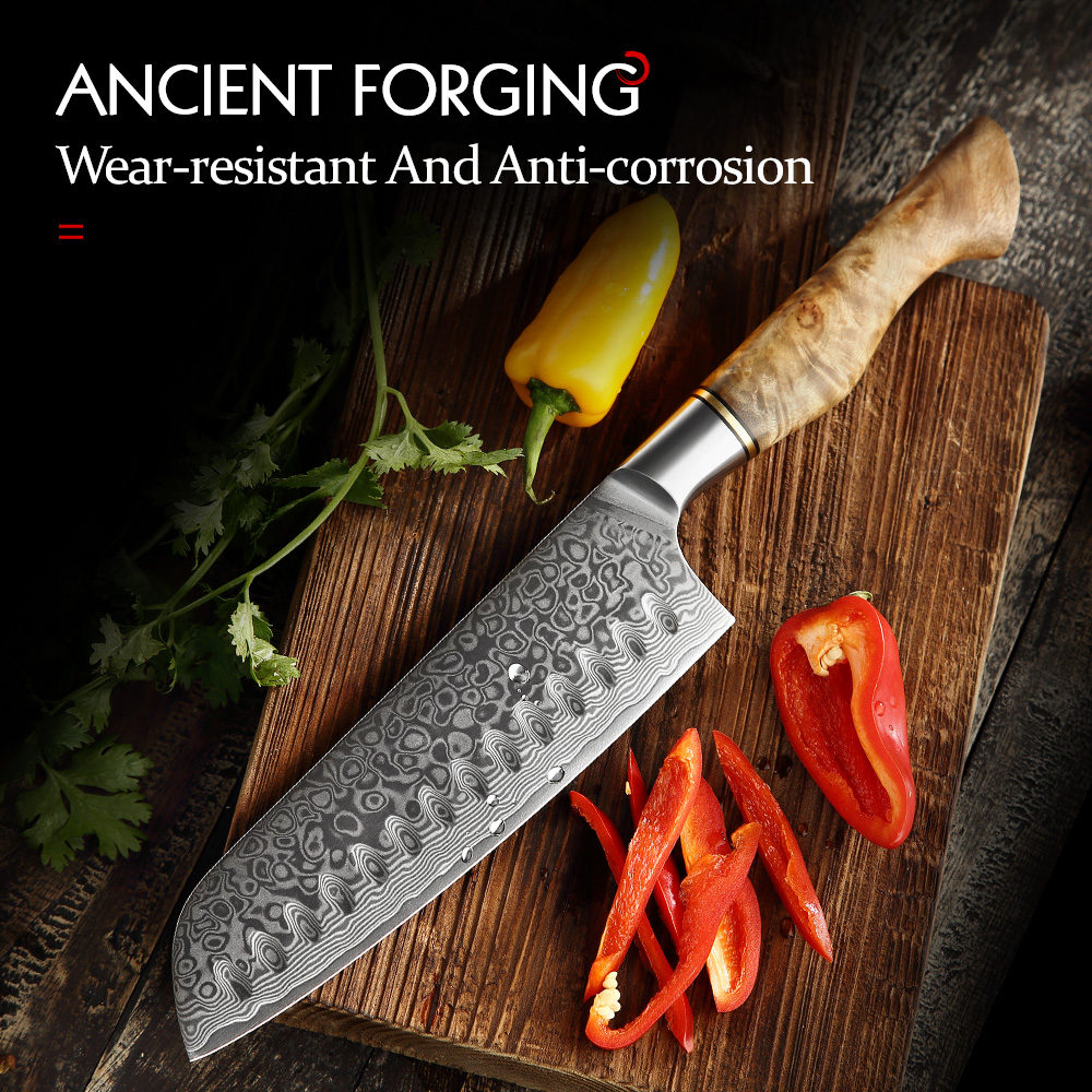 High Tech Kitchen Accessories - Hezhen 7 Zoll Santoku Messer echte